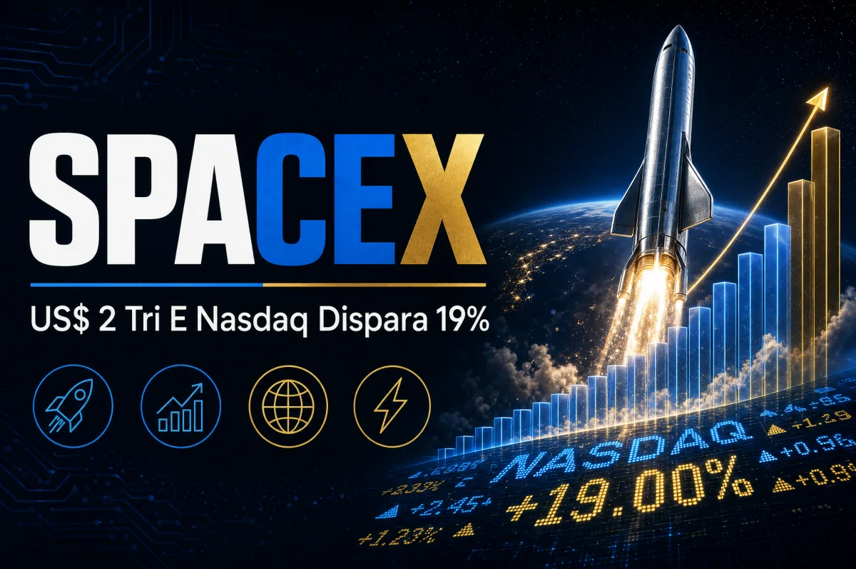 SpaceX supera US$ 2 trilhões e fecha primeira sessão com alta de 19% na Nasdaq