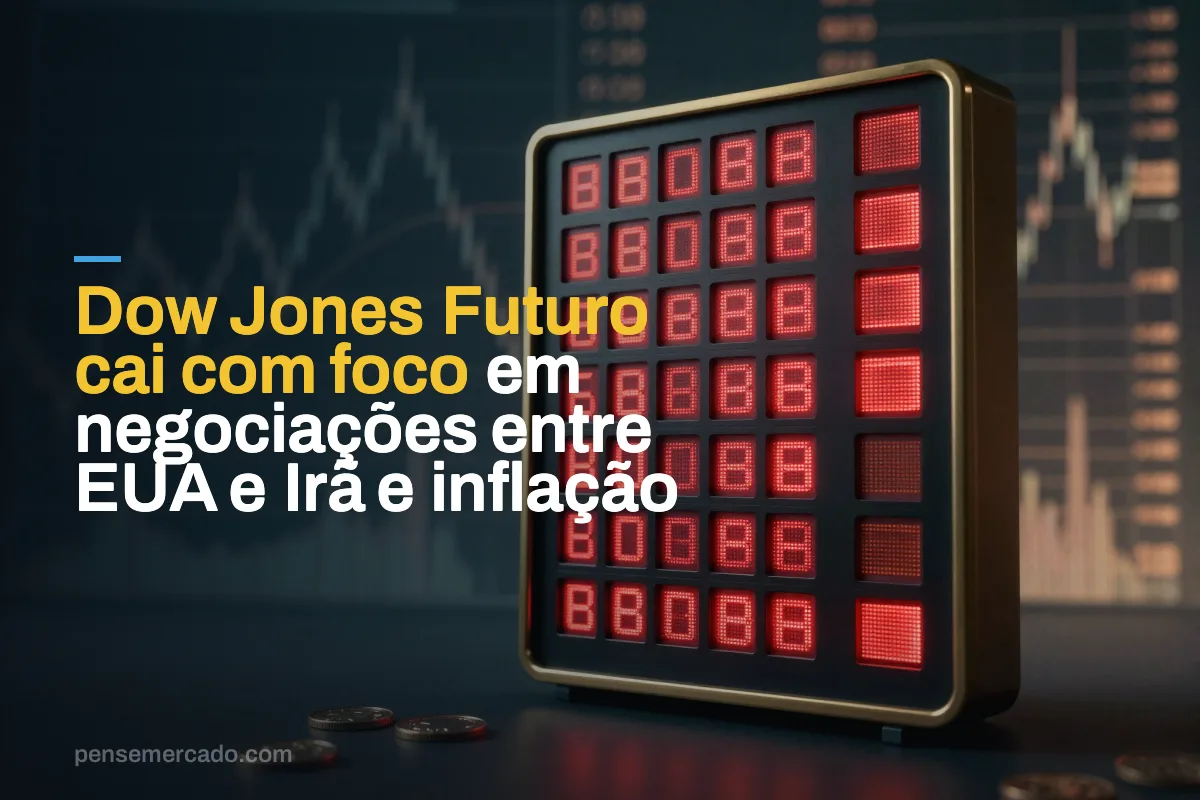 Dow Jones Futuro cai com foco em negociações entre EUA e Irã e inflação