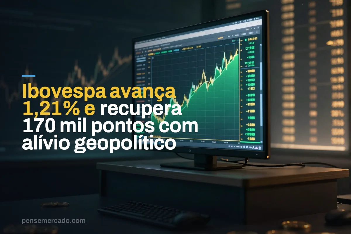 Ibovespa avança 1,21% e recupera 170 mil pontos com alívio geopolítico