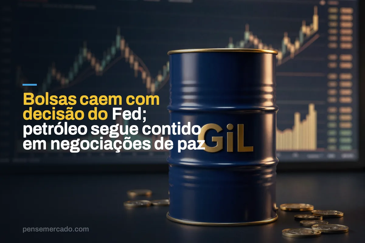 Bolsas caem com decisão do Fed; petróleo segue contido em negociações de paz