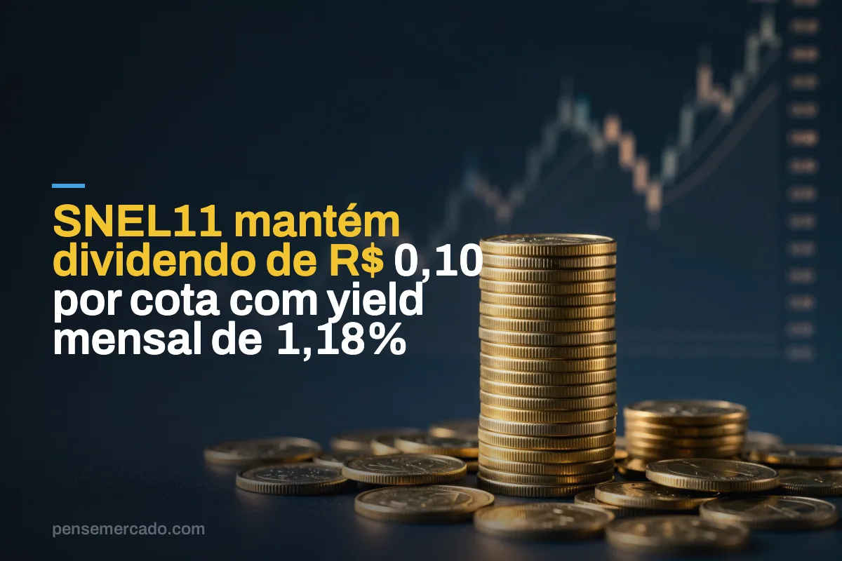 SNEL11 mantém dividendo de R$ 0,10 por cota com yield mensal de 1,18%