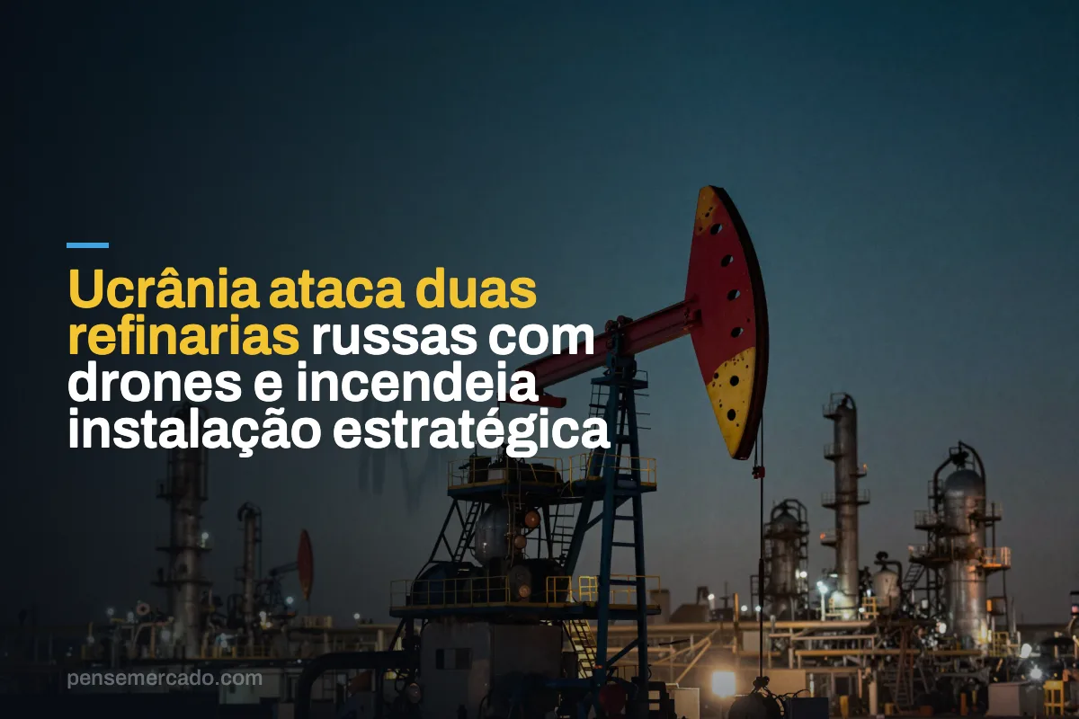 Ucrânia ataca duas refinarias russas com drones e incendeia instalação estratégica