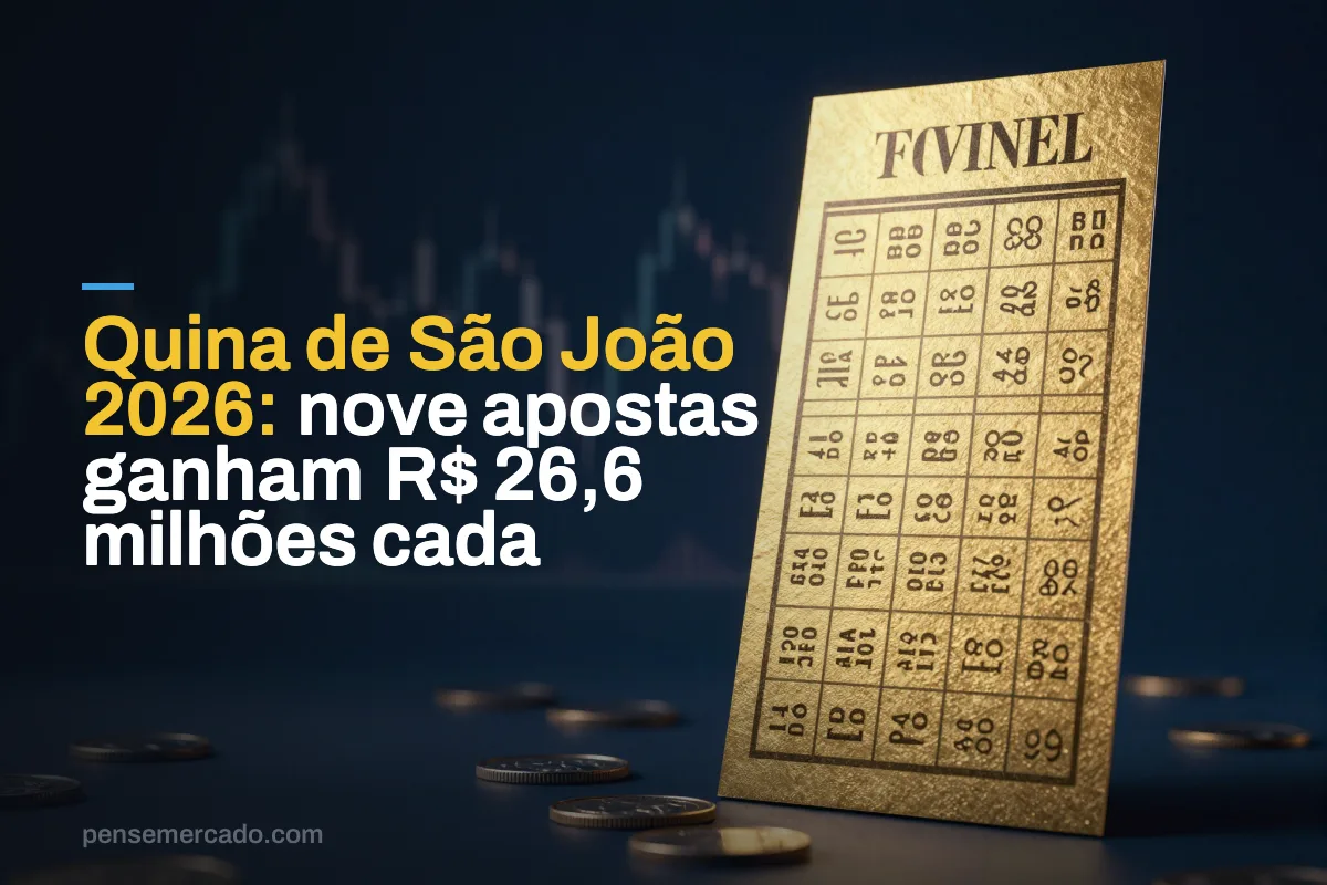 Quina de São João 2026: nove apostas ganham R$ 26,6 milhões cada