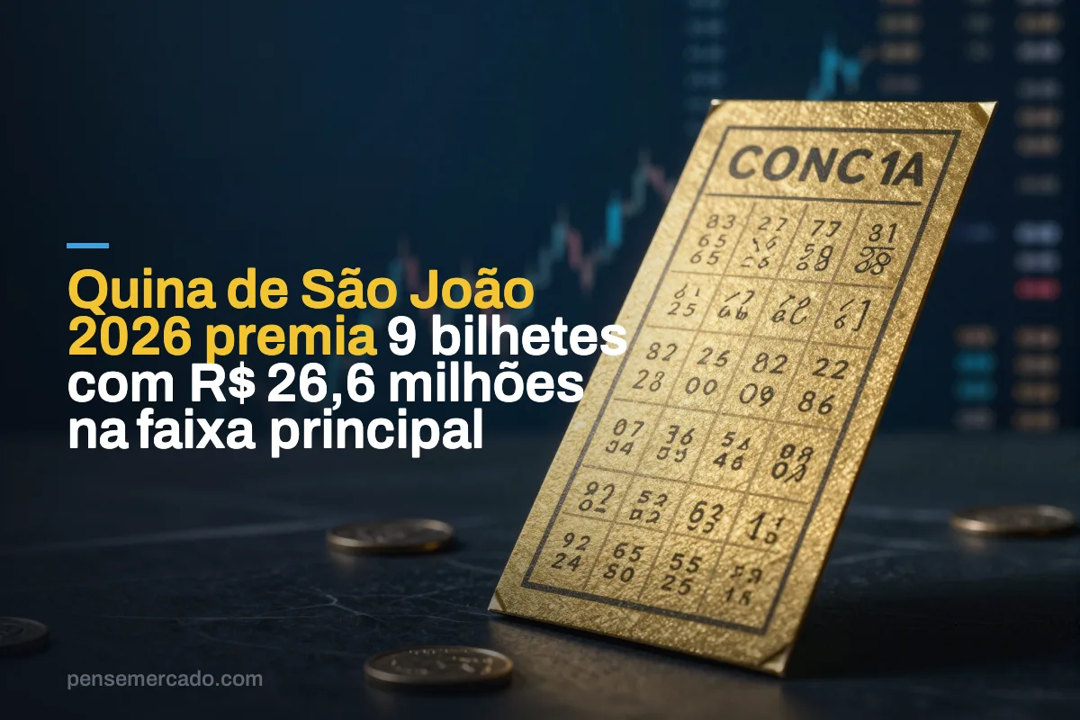 Quina de São João 2026 premia 9 bilhetes com R$ 26,6 milhões na faixa principal