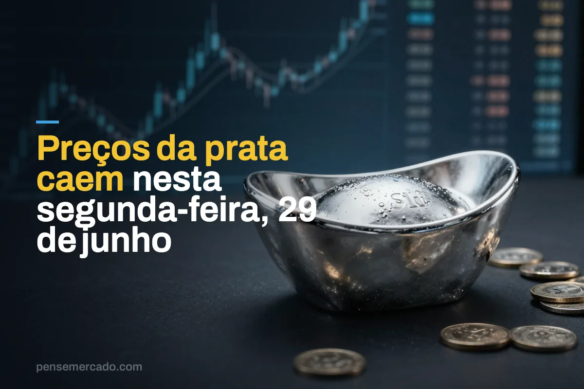 Preços da prata caem nesta segunda-feira, 29 de junho