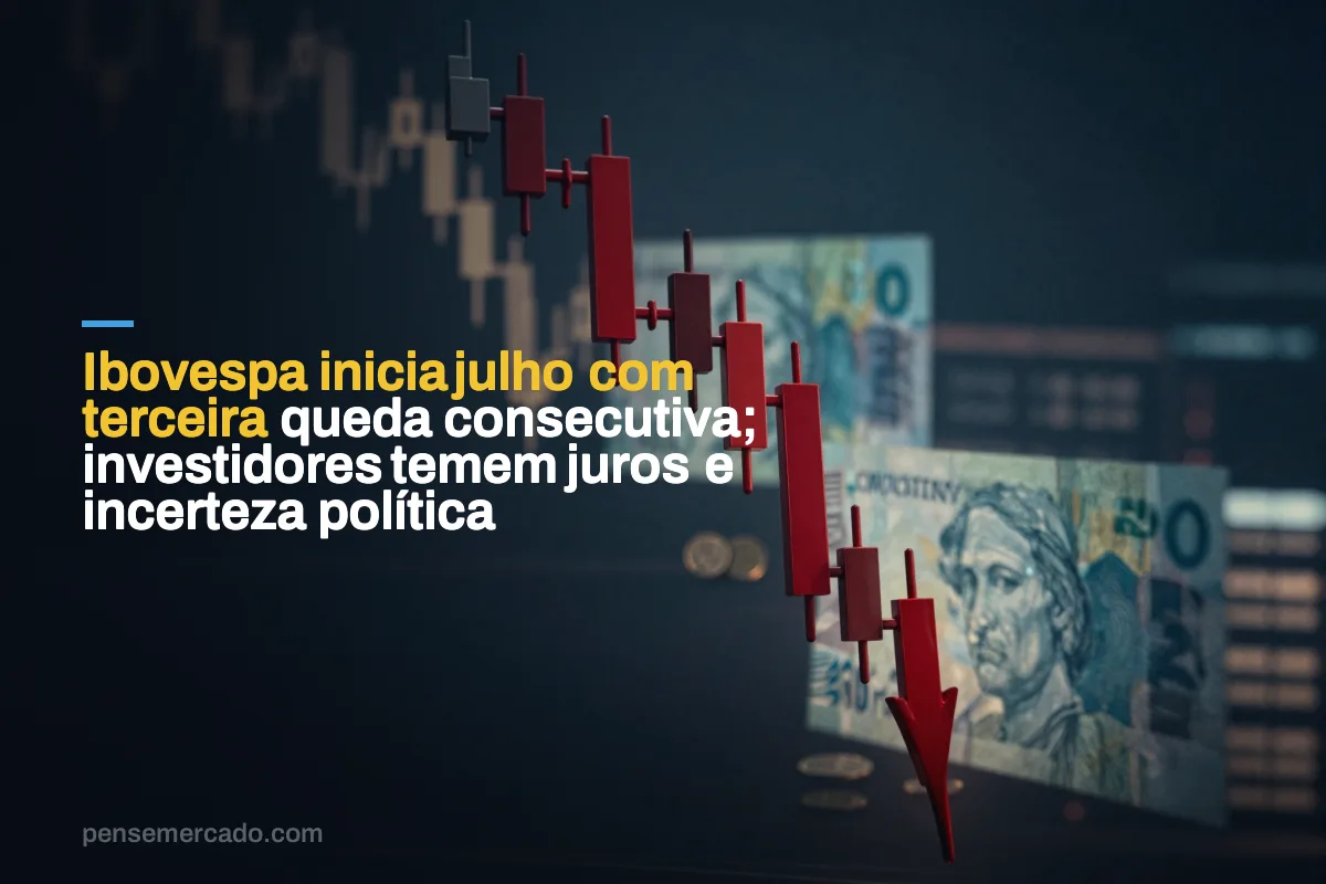 Ibovespa inicia julho com terceira queda consecutiva; investidores temem juros e incerteza política