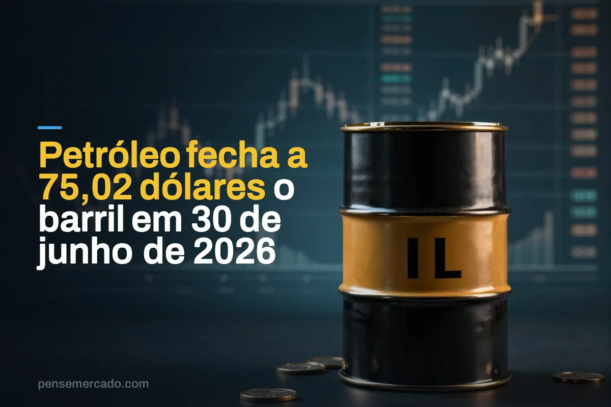 Petróleo fecha a 75,02 dólares o barril em 30 de junho de 2026