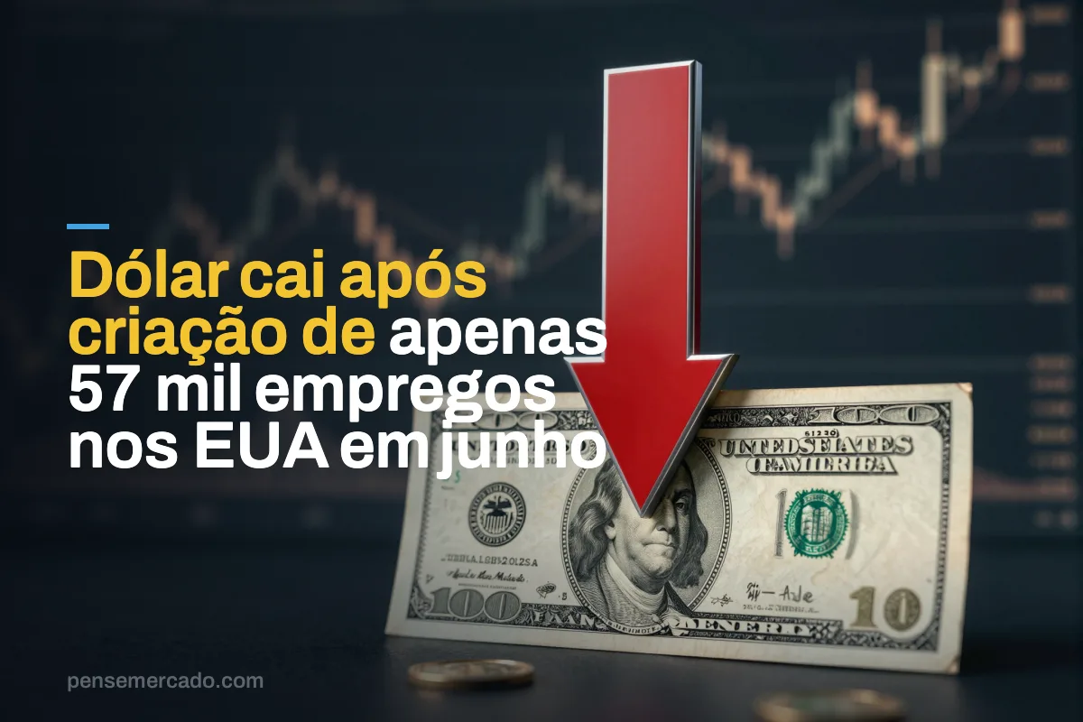 Dólar cai após criação de apenas 57 mil empregos nos EUA em junho