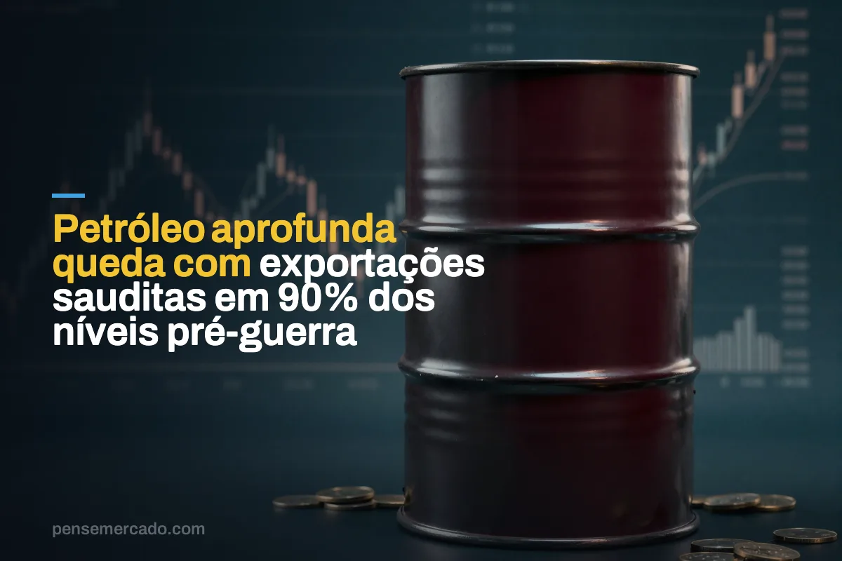 Petróleo aprofunda queda com exportações sauditas em 90% dos níveis pré-guerra