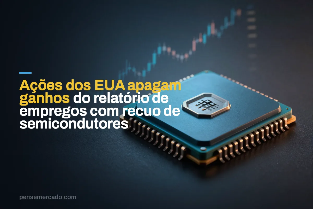 Ações dos EUA apagam ganhos do relatório de empregos com recuo de semicondutores
