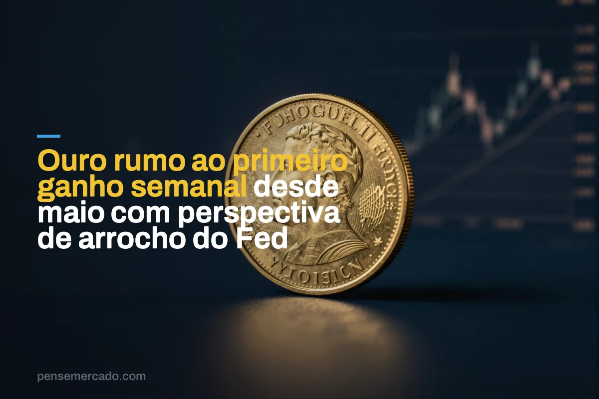 Ouro rumo ao primeiro ganho semanal desde maio com perspectiva de arrocho do Fed
