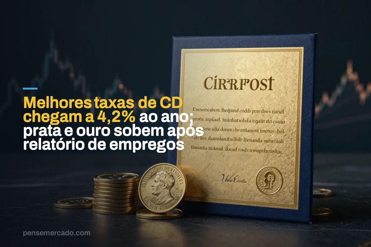 Melhores taxas de CD chegam a 4,2% ao ano; prata e ouro sobem após relatório de empregos