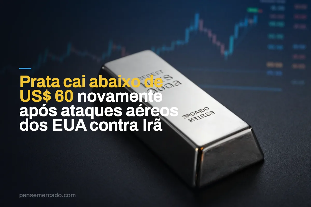 Prata cai abaixo de US$ 60 novamente após ataques aéreos dos EUA contra Irã