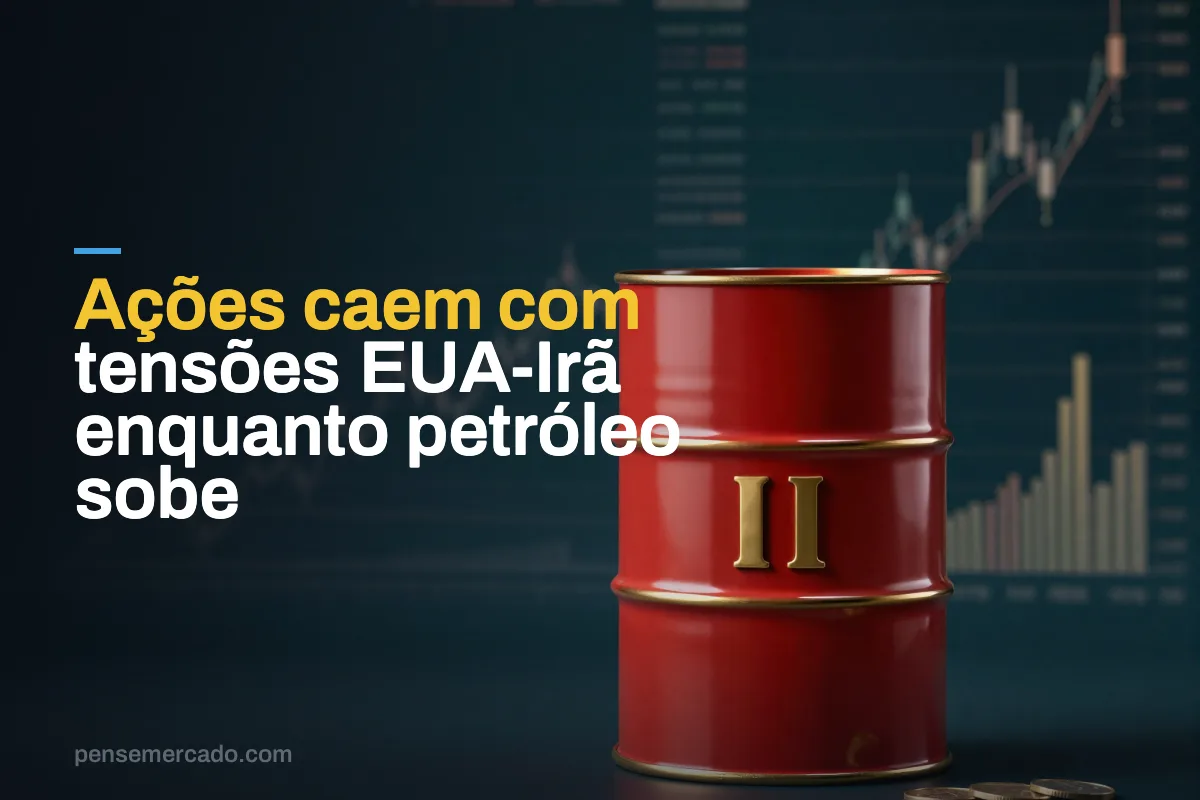 Ações caem com tensões EUA-Irã enquanto petróleo sobe