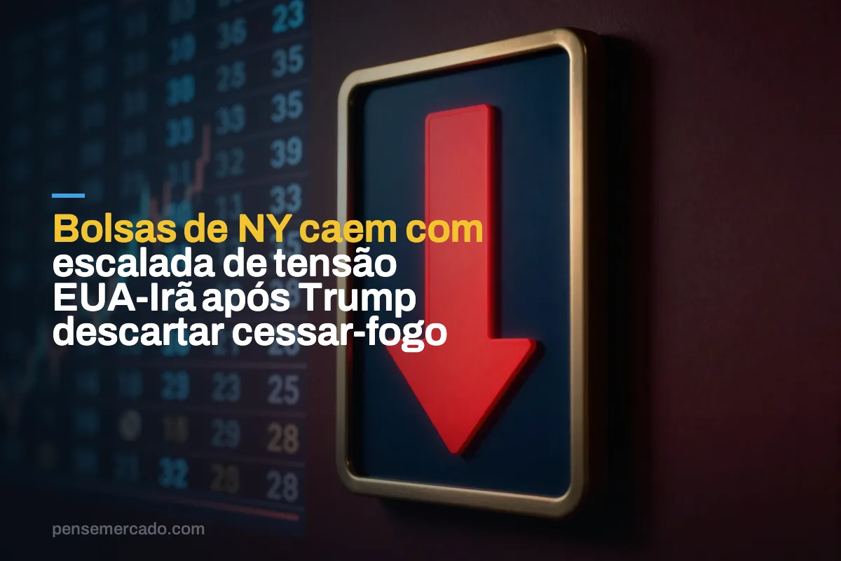 Bolsas de NY caem com escalada de tensão EUA-Irã após Trump descartar cessar-fogo