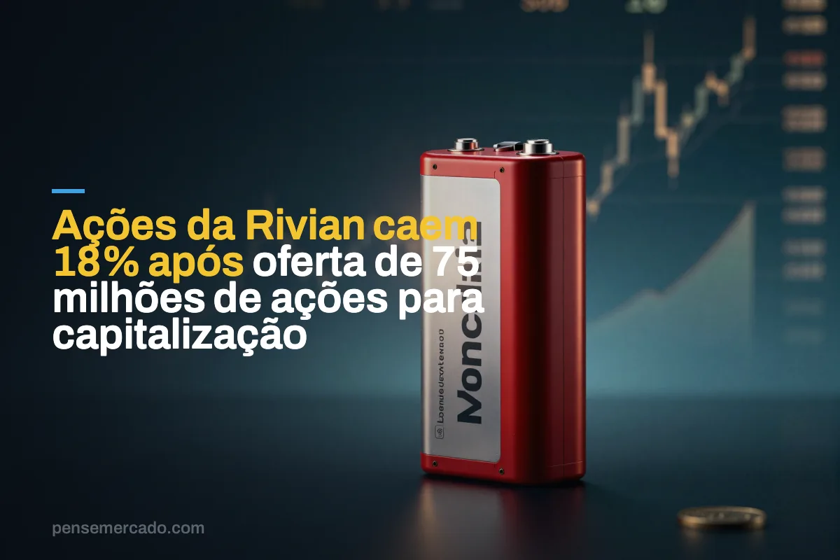 Ações da Rivian caem 18% após oferta de 75 milhões de ações para capitalização