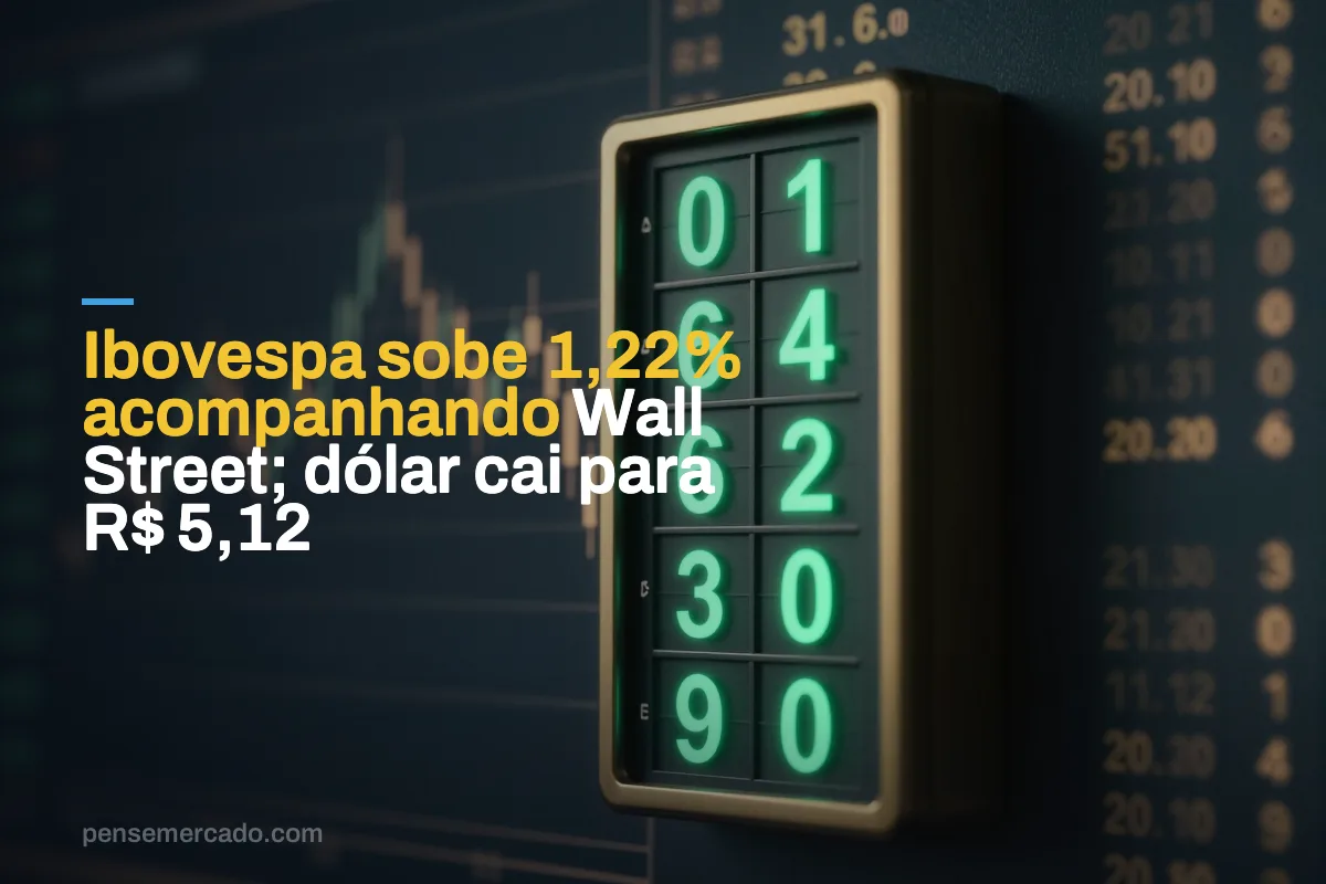 Ibovespa sobe 1,22% acompanhando Wall Street; dólar cai para R$ 5,12