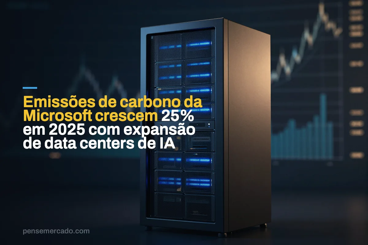 Emissões de carbono da Microsoft crescem 25% em 2025 com expansão de data centers de IA