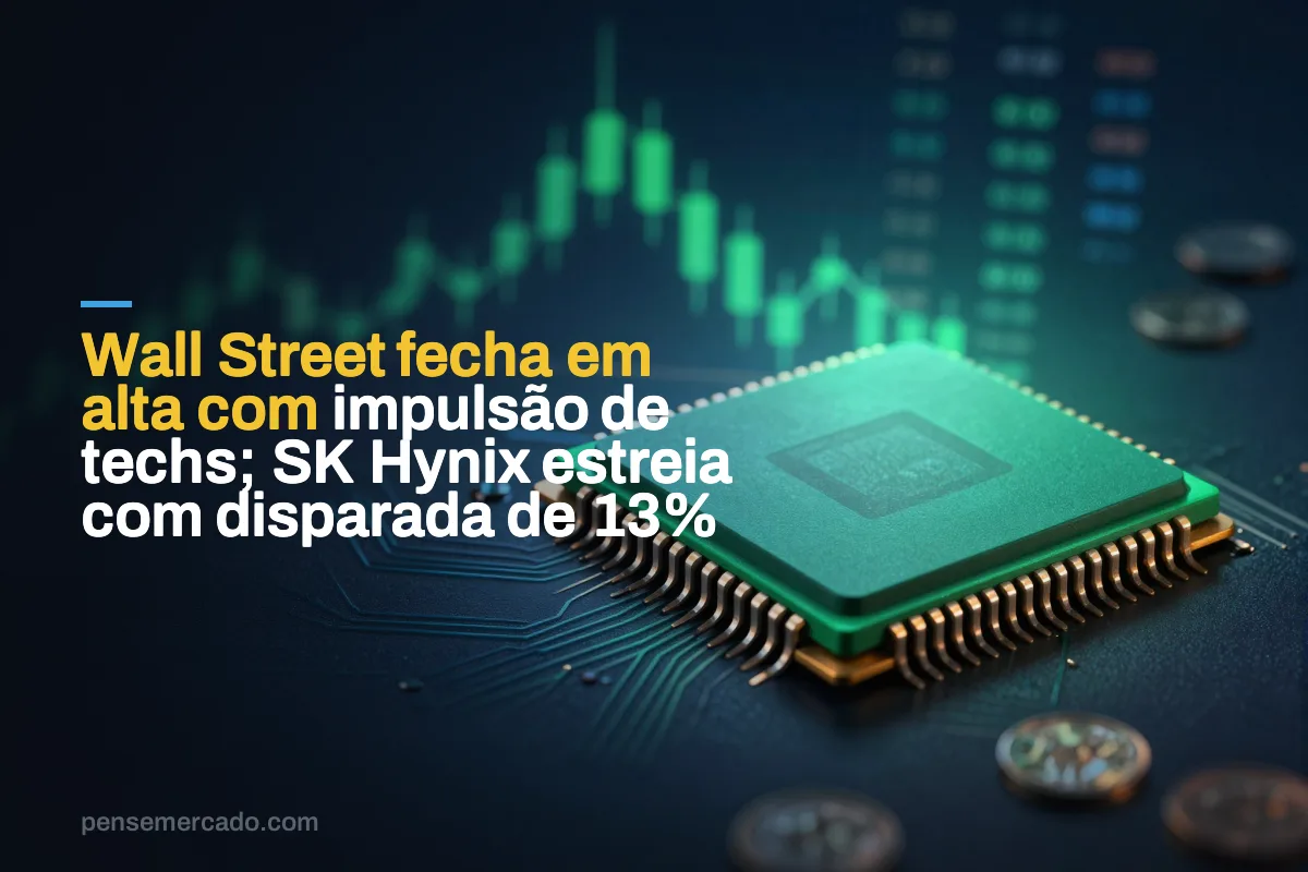 Wall Street fecha em alta com impulsão de techs; SK Hynix estreia com disparada de 13%