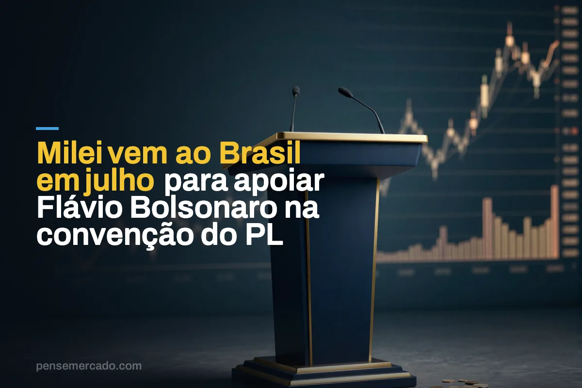 Milei vem ao Brasil em julho para apoiar Flávio Bolsonaro na convenção do PL