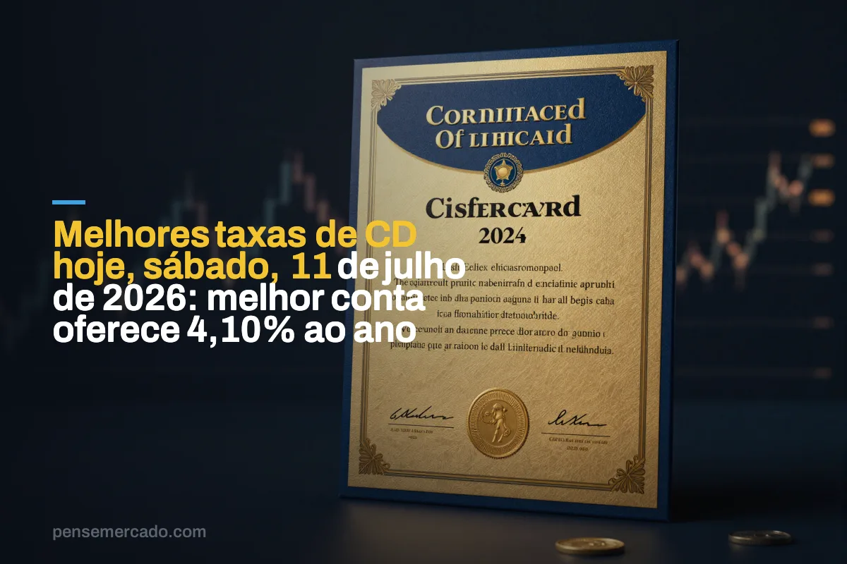 Melhores taxas de CD hoje, sábado, 11 de julho de 2026: melhor conta oferece 4,10% ao ano