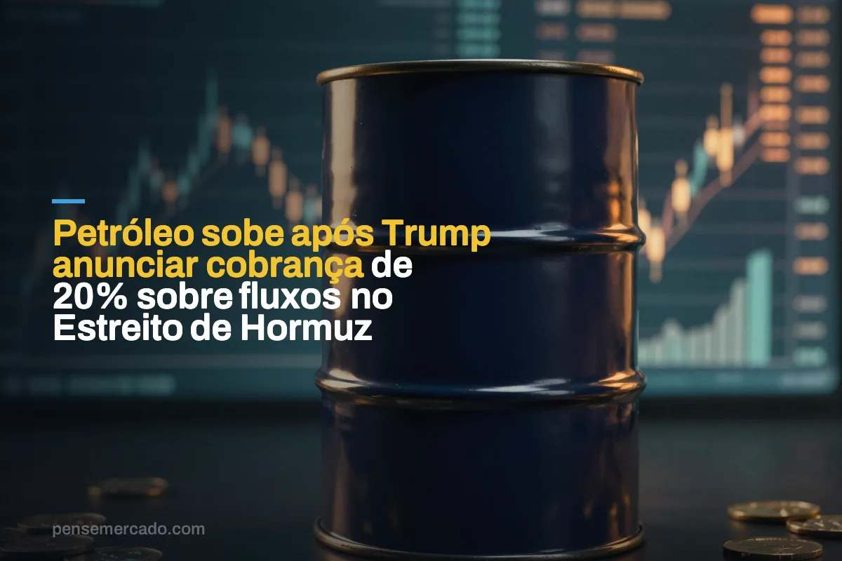 Petróleo sobe após Trump anunciar cobrança de 20% sobre fluxos no Estreito de Hormuz