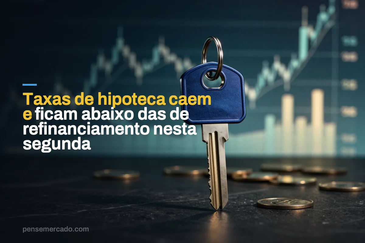 Taxas de hipoteca caem e ficam abaixo das de refinanciamento nesta segunda