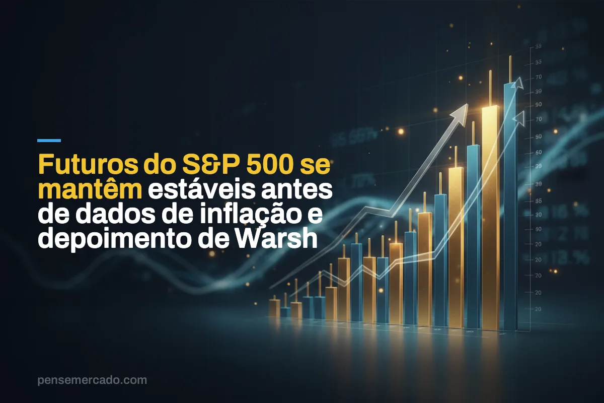 Futuros do S&P 500 se mantêm estáveis antes de dados de inflação e depoimento de Warsh
