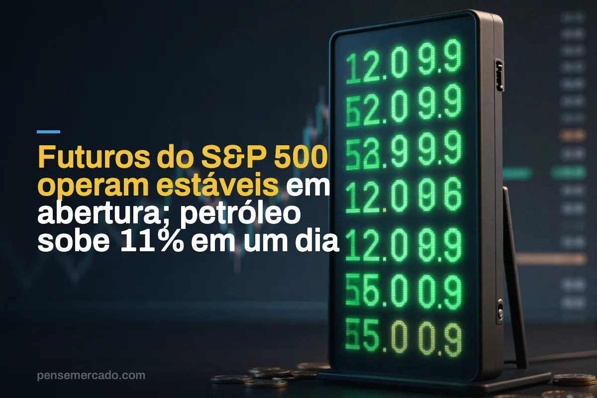 Futuros do S&P 500 operam estáveis em abertura; petróleo sobe 11% em um dia