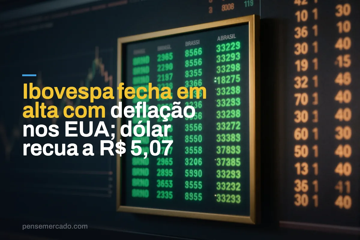 Ibovespa fecha em alta com deflação nos EUA; dólar recua a R$ 5,07