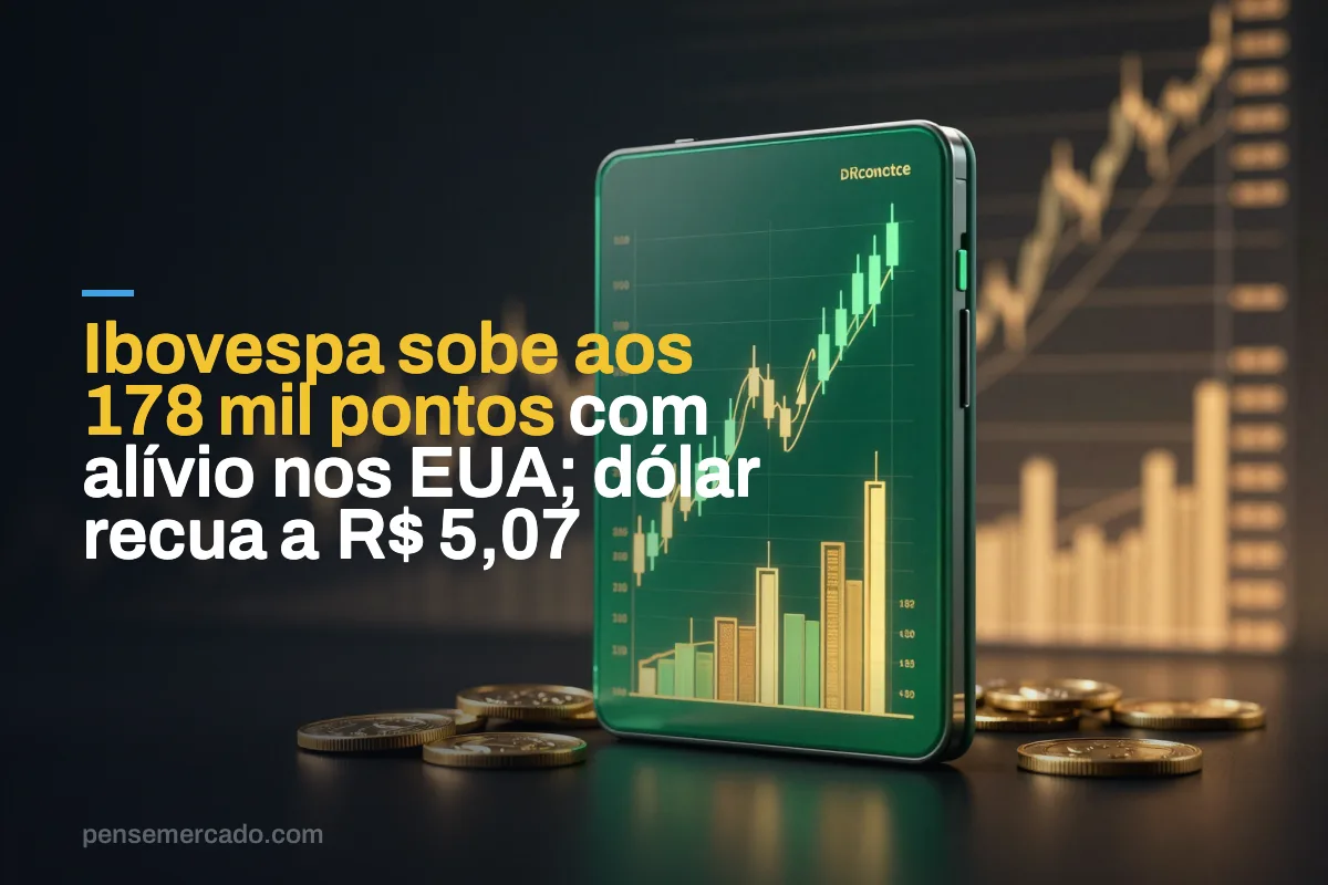 Ibovespa sobe aos 178 mil pontos com alívio nos EUA; dólar recua a R$ 5,07