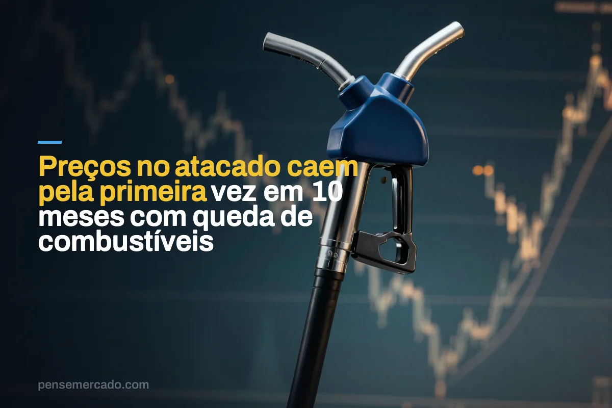 Preços no atacado caem pela primeira vez em 10 meses com queda de combustíveis