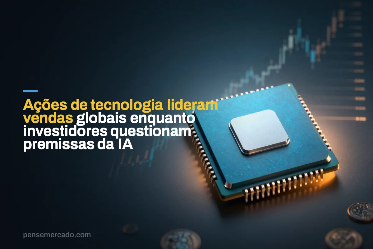 Ações de tecnologia lideram vendas globais enquanto investidores questionam premissas da IA