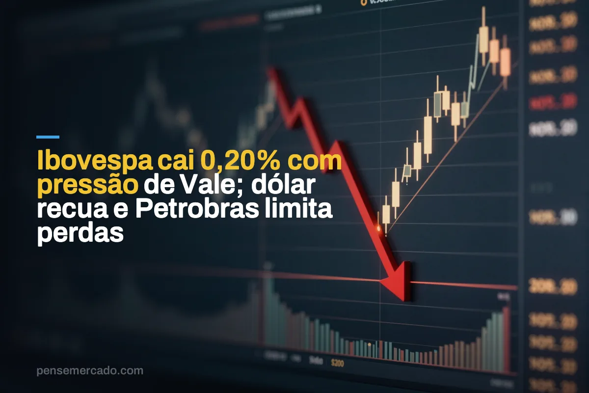 Ibovespa cai 0,20% com pressão de Vale; dólar recua e Petrobras limita perdas