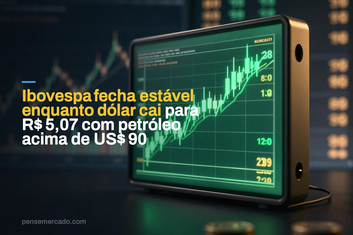 Ibovespa fecha estável enquanto dólar cai para R$ 5,07 com petróleo acima de US$ 90