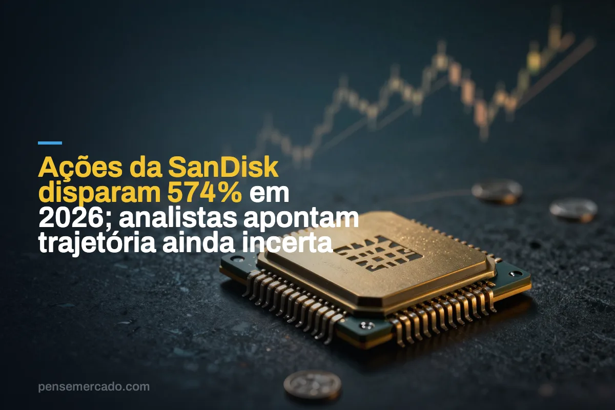 Ações da SanDisk disparam 574% em 2026; analistas apontam trajetória ainda incerta