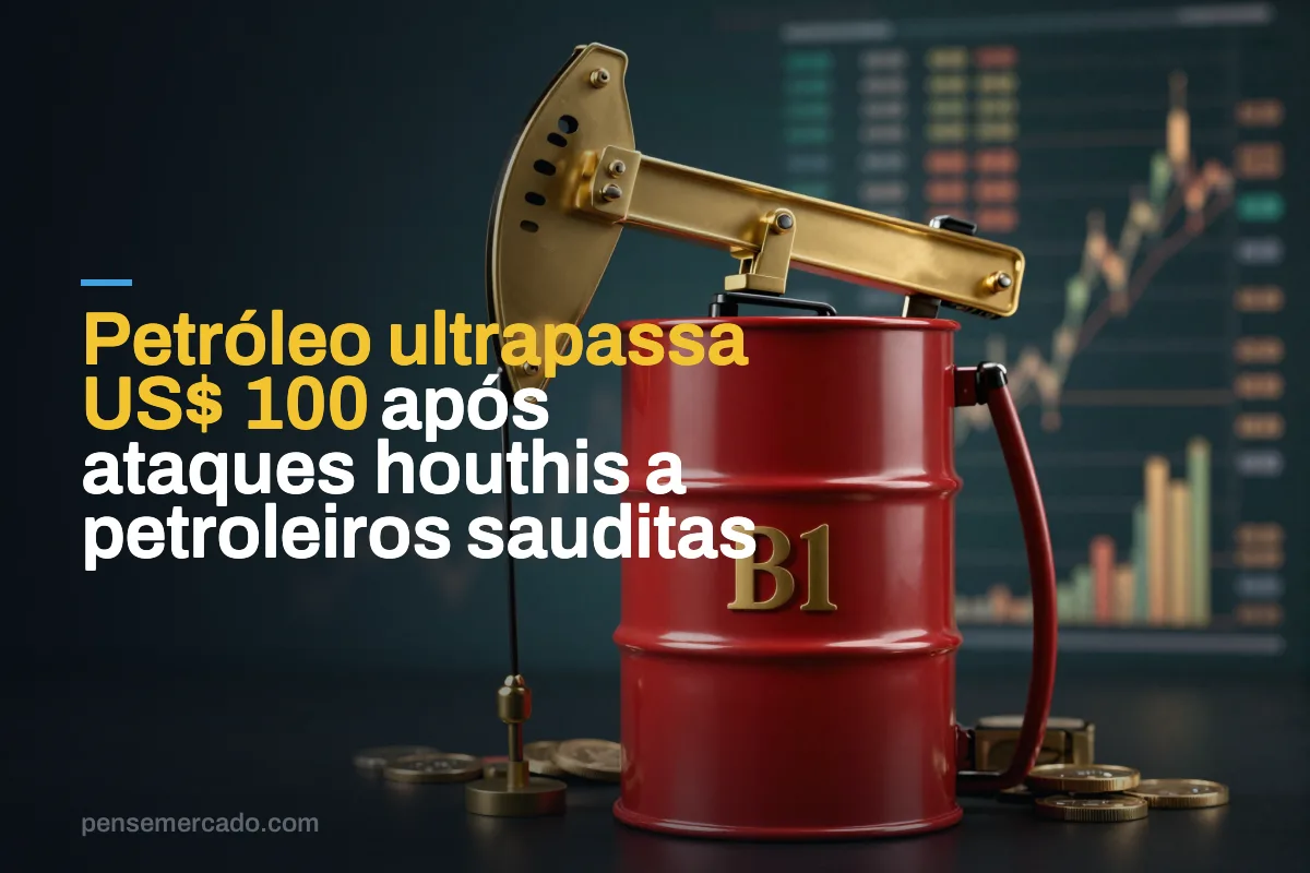 Petróleo ultrapassa US$ 100 após ataques houthis a petroleiros sauditas