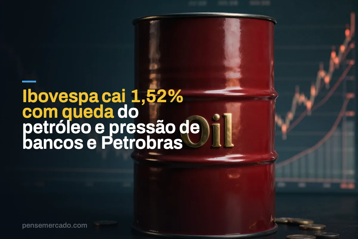 Ibovespa cai 1,52% com queda do petróleo e pressão de bancos e Petrobras