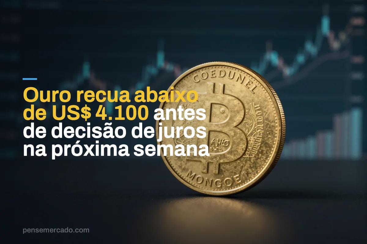 Ouro recua abaixo de US$ 4.100 antes de decisão de juros na próxima semana