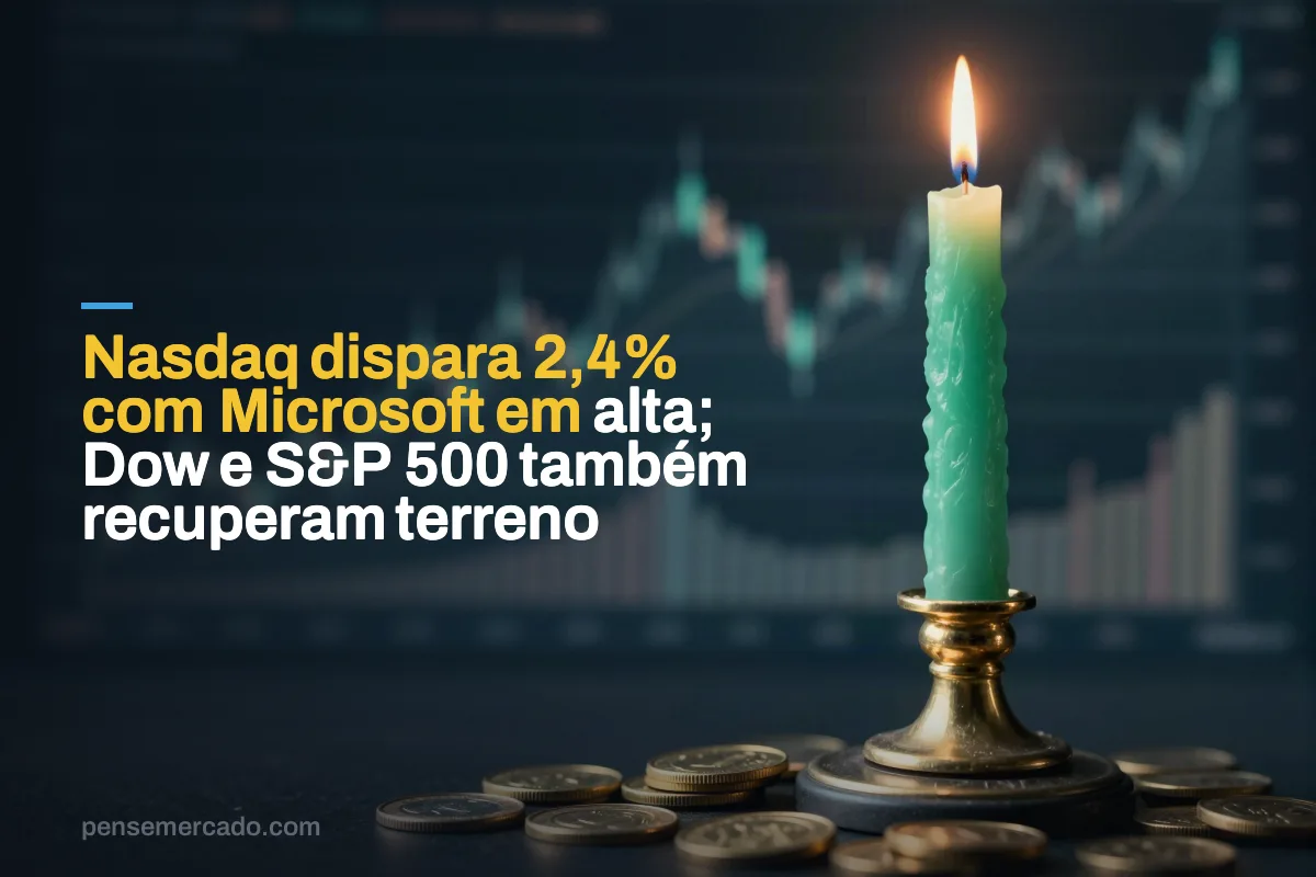 Nasdaq dispara 2,4% com Microsoft em alta; Dow e S&P 500 também recuperam terreno