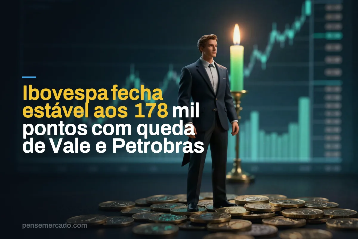 Ibovespa fecha estável aos 178 mil pontos com queda de Vale e Petrobras