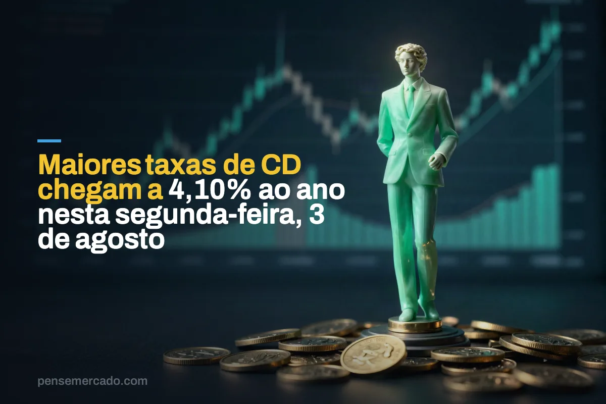 Maiores taxas de CD chegam a 4,10% ao ano nesta segunda-feira, 3 de agosto