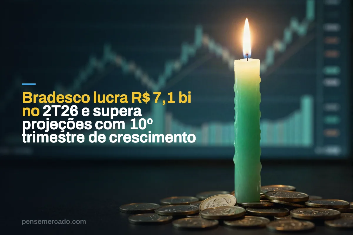 Bradesco lucra R$ 7,1 bi no 2T26 e supera projeções com 10º trimestre de crescimento