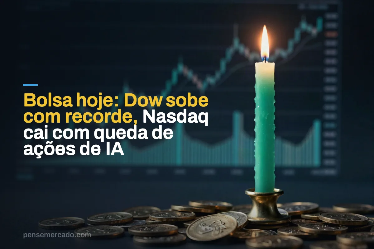 Bolsa hoje: Dow sobe com recorde, Nasdaq cai com queda de ações de IA
