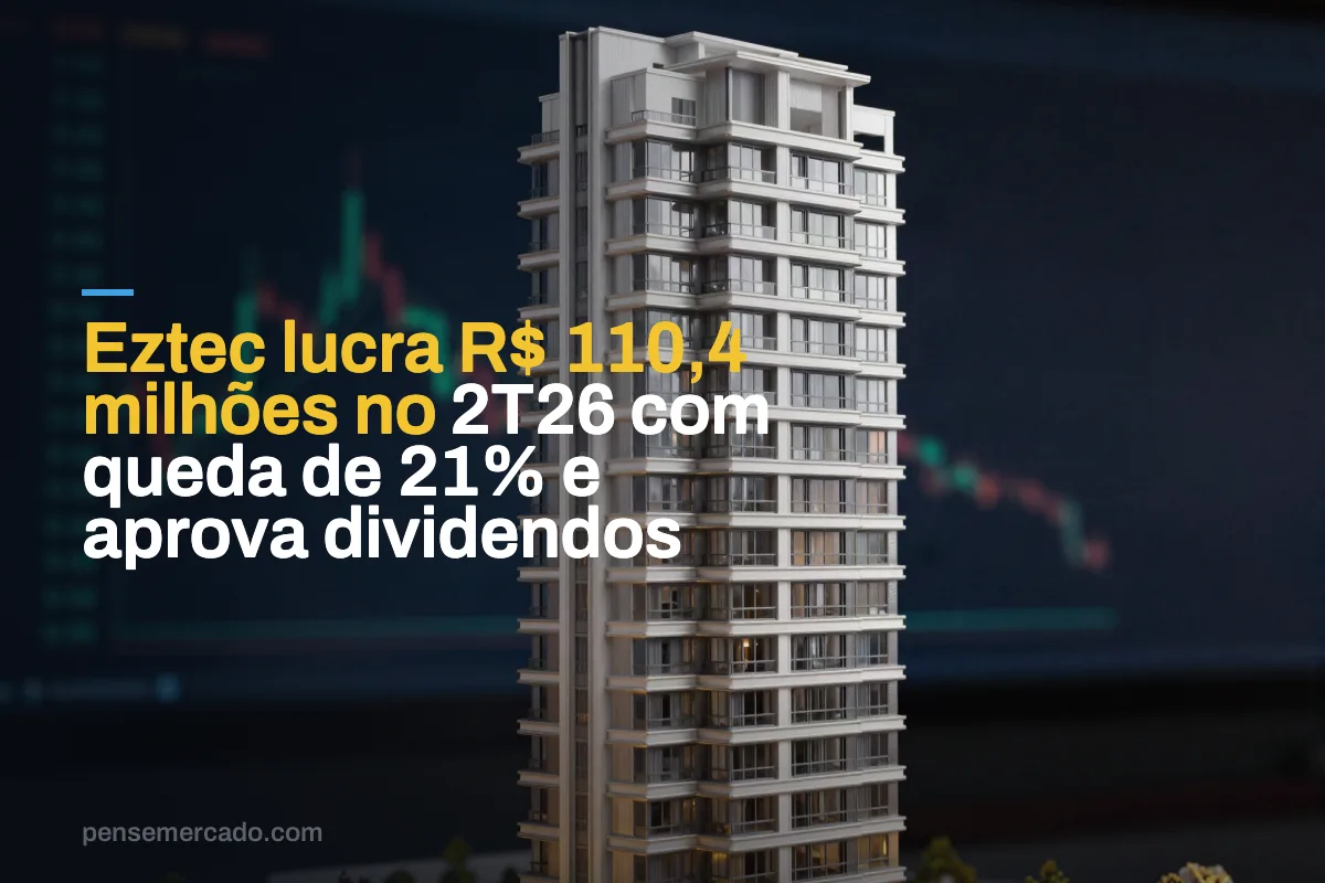 Eztec lucra R$ 110,4 milhões no 2T26 com queda de 21% e aprova dividendos
