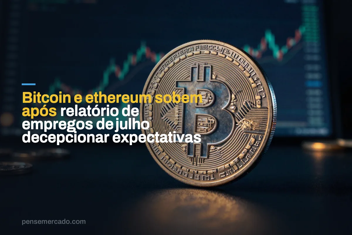 Bitcoin e ethereum sobem após relatório de empregos de julho decepcionar expectativas