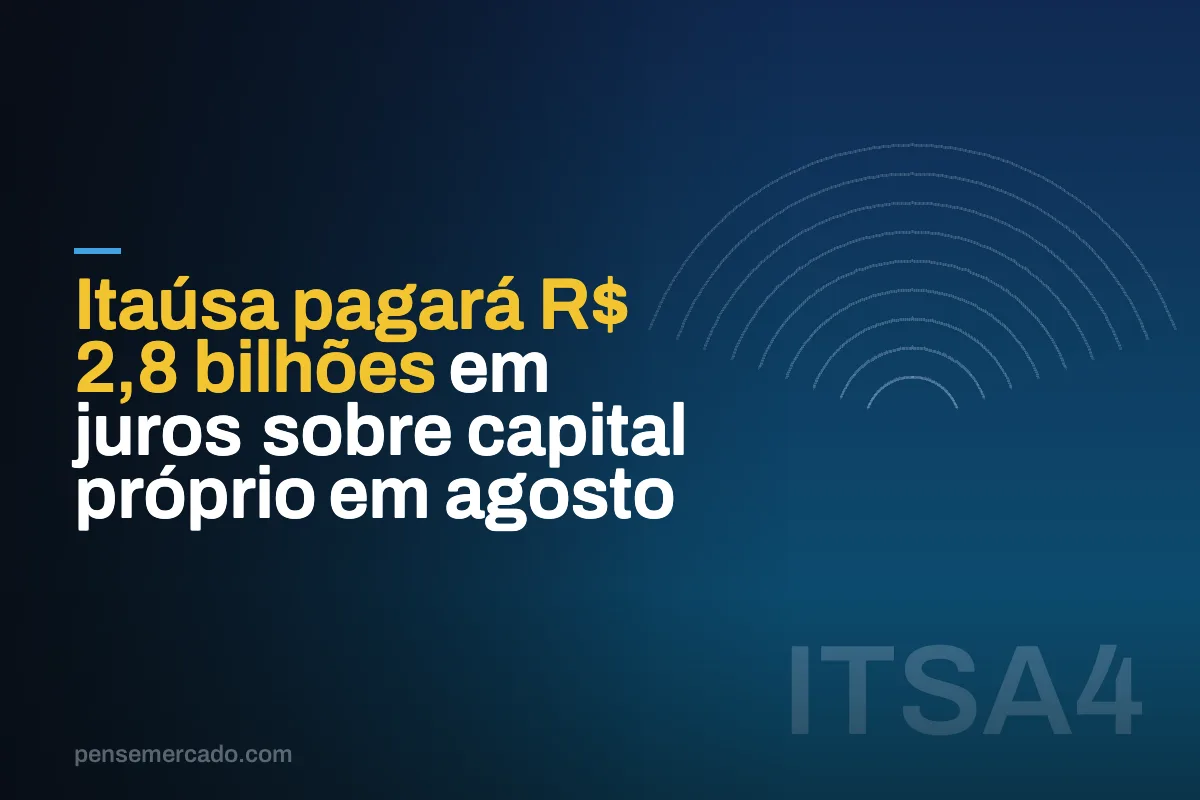Itaúsa pagará R$ 2,8 bilhões em juros sobre capital próprio em agosto