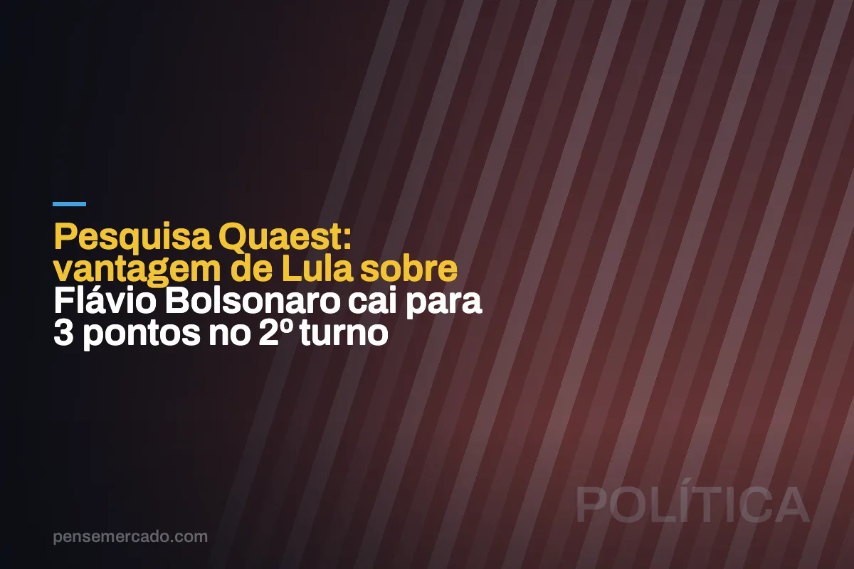 Pesquisa Quaest: vantagem de Lula sobre Flávio Bolsonaro cai para 3 pontos no 2º turno
