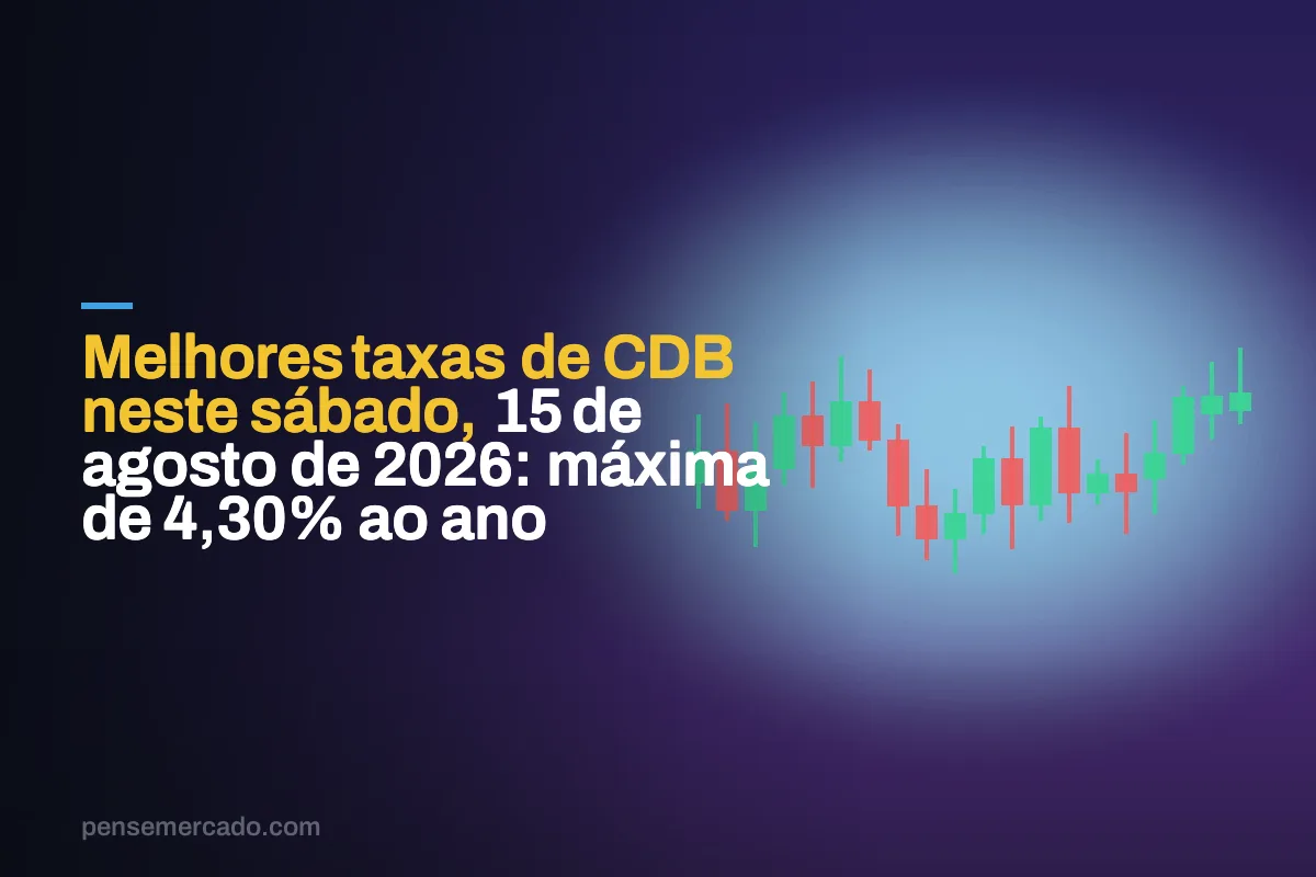 Melhores taxas de CDB neste sábado, 15 de agosto de 2026: máxima de 4,30% ao ano