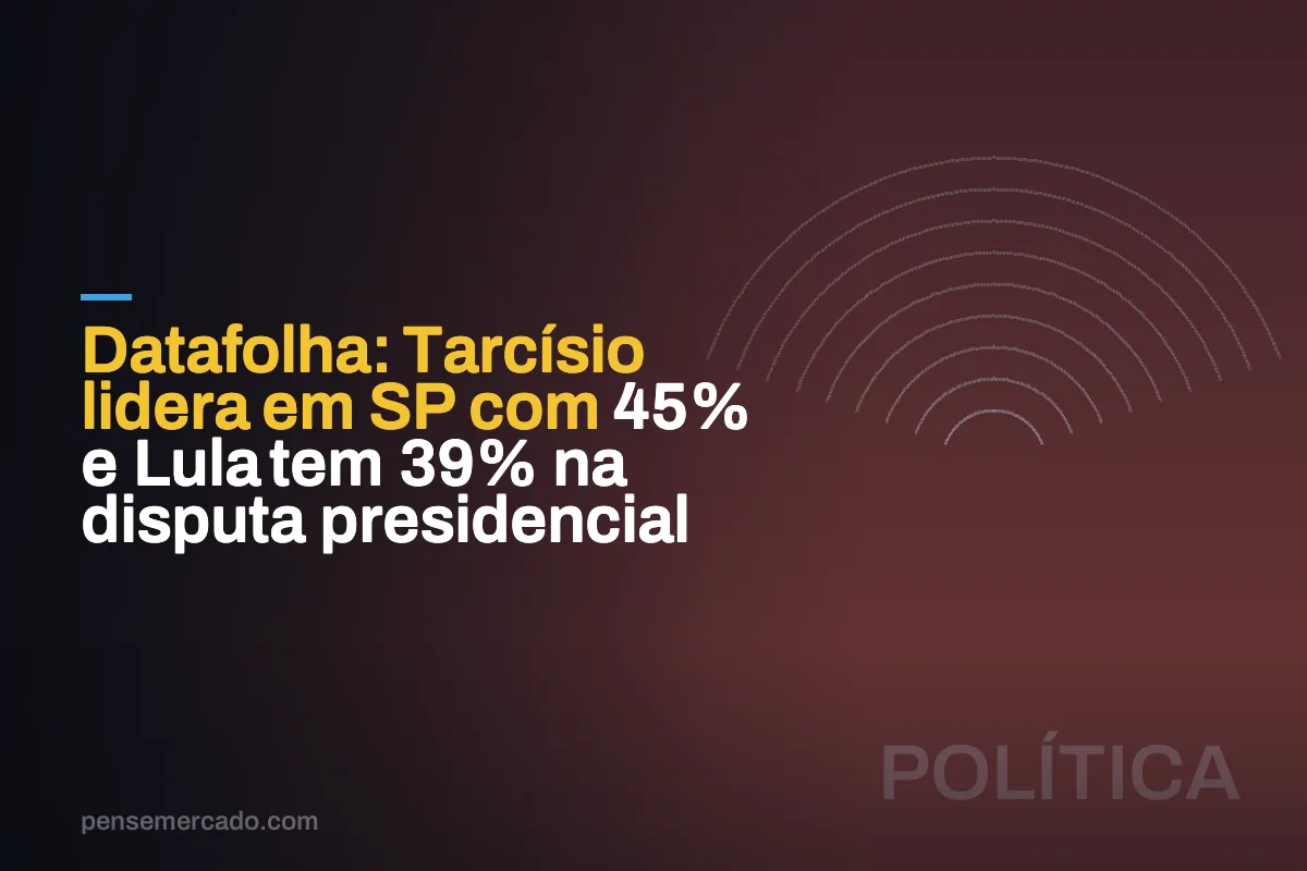 Datafolha: Tarcísio lidera em SP com 45% e Lula tem 39% na disputa presidencial